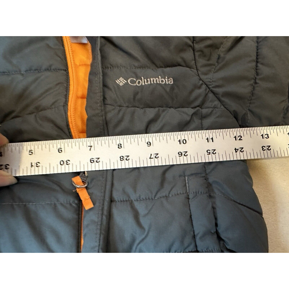 COLUMBIA Powder Lite Boys Hooded Jacket 3T Black-Grey-Orange - Picture 10 of 12
